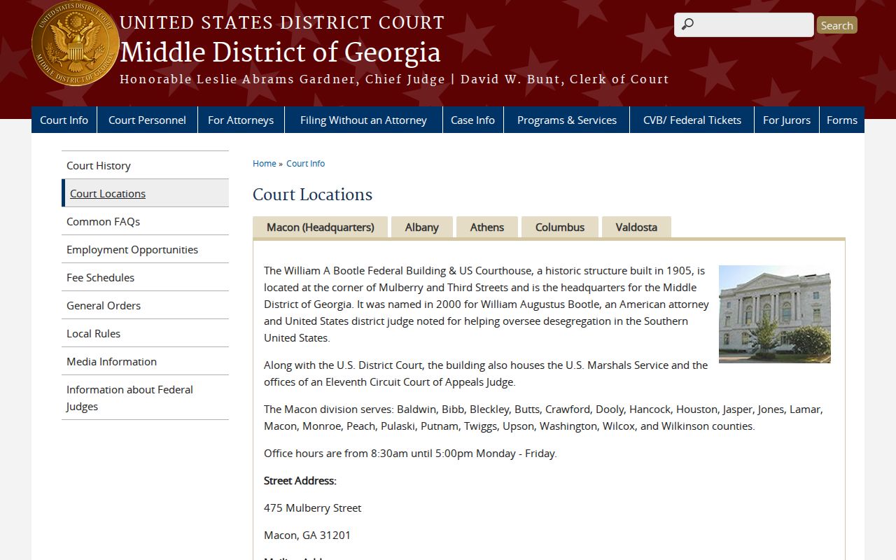 Butts County federal court division location information