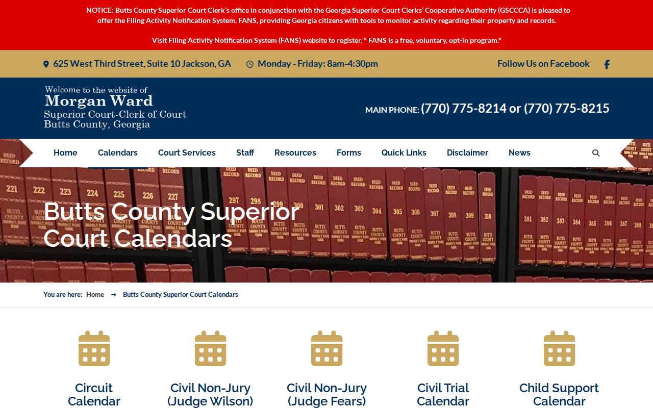 Butts County court schedule civil non-jury calendar fields