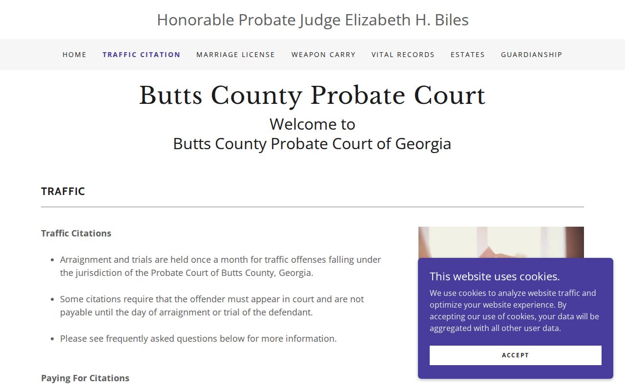 Butts County traffic court Probate payment instructions