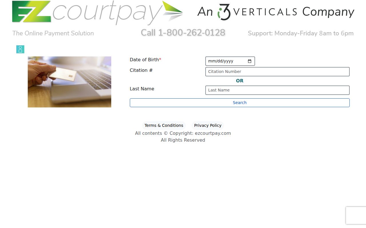 Butts County traffic ticket lookup fields on EZ Court Pay